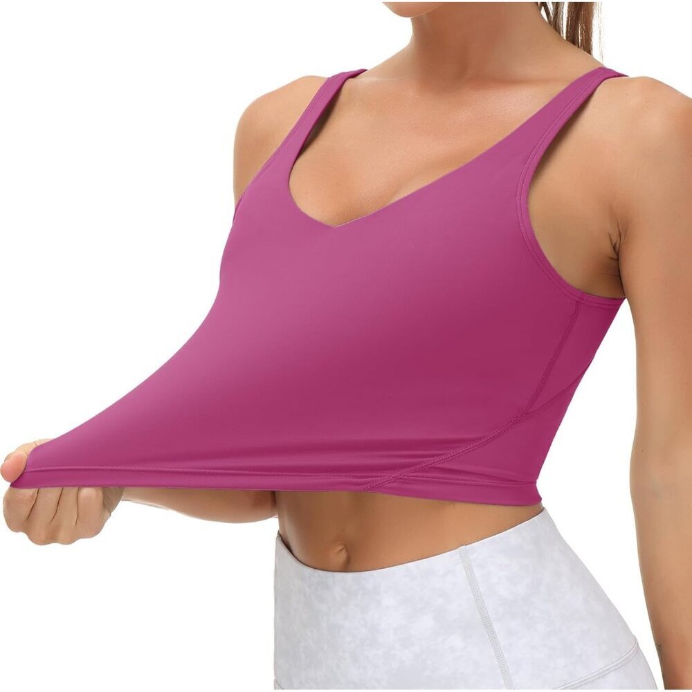 Women's Longline Sports Bra Wirefree Padded Medium Support Activewear - Picture 3 of 8